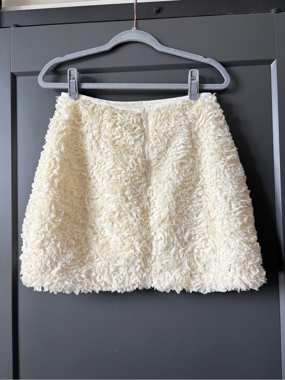 Anthropologie Plush Tulle Mini Skirt | Cream Textured Rosette - Picture 4 of 9